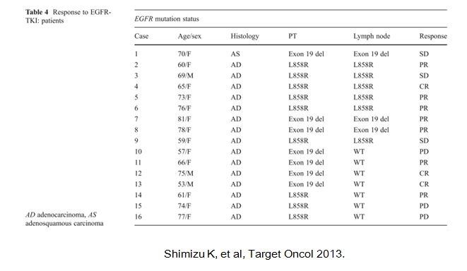 Shimizu K, et al, Target Oncol 2013.
